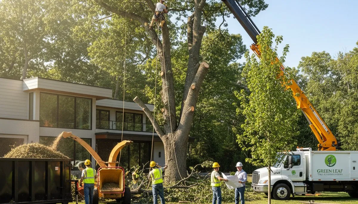 Professional landscaping team shaping yard in Kissimmee, FL with expert tree and lawn care services