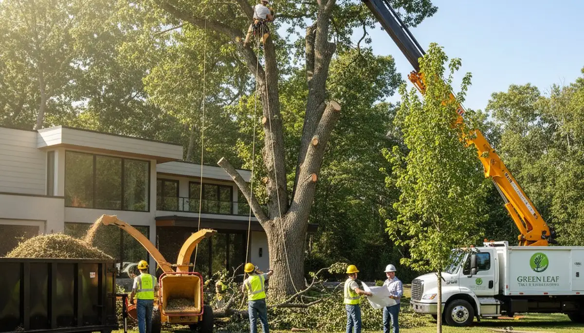 Professional landscaping team shaping yard in Kissimmee, FL with expert tree and lawn care services