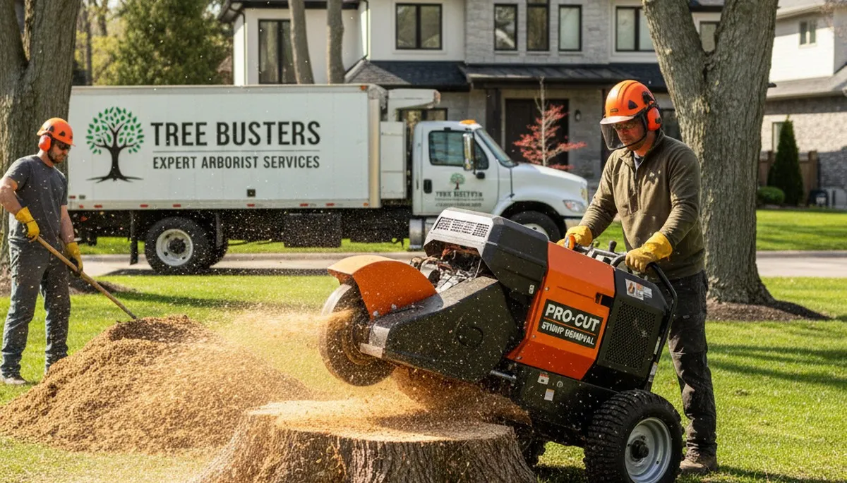 Professional stump removal service in Kissimmee FL using safe grinding equipment
