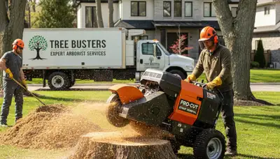 Professional stump removal service in Kissimmee FL using safe grinding equipment