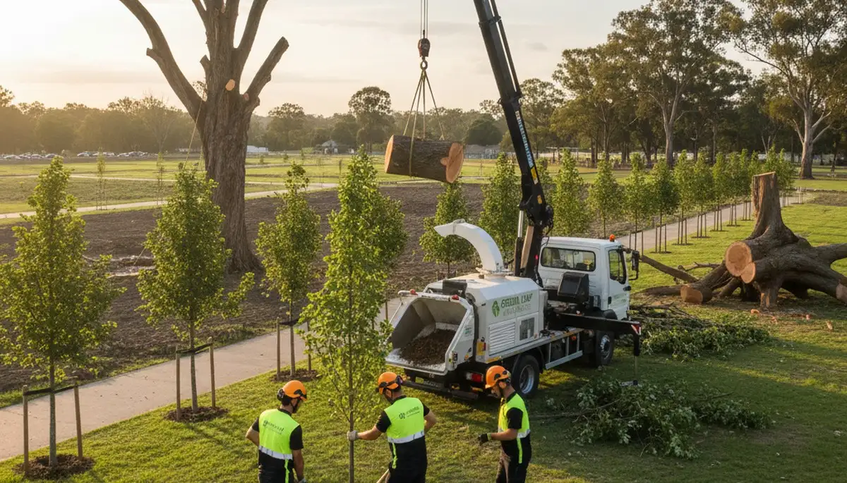 Arborist planting young tree in Kissimmee FL yard for Chop Chop Tree professional tree service