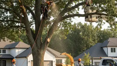 Arborist pruning palm tree in Kissimmee FL for Chop Chop Tree professional tree service