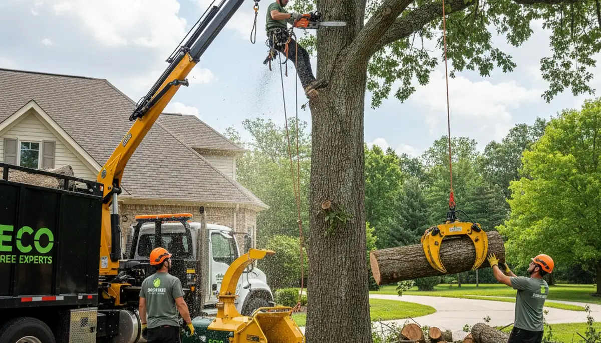 Arborists performing expert tree removal service in Kissimmee, FL for residential property safety