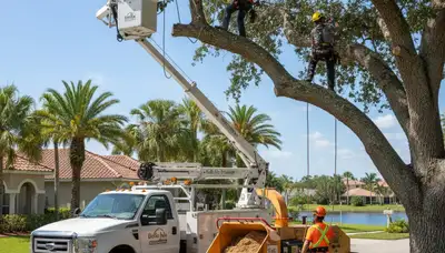 Professional tree removal service in Kissimmee FL safely cutting and clearing residential trees