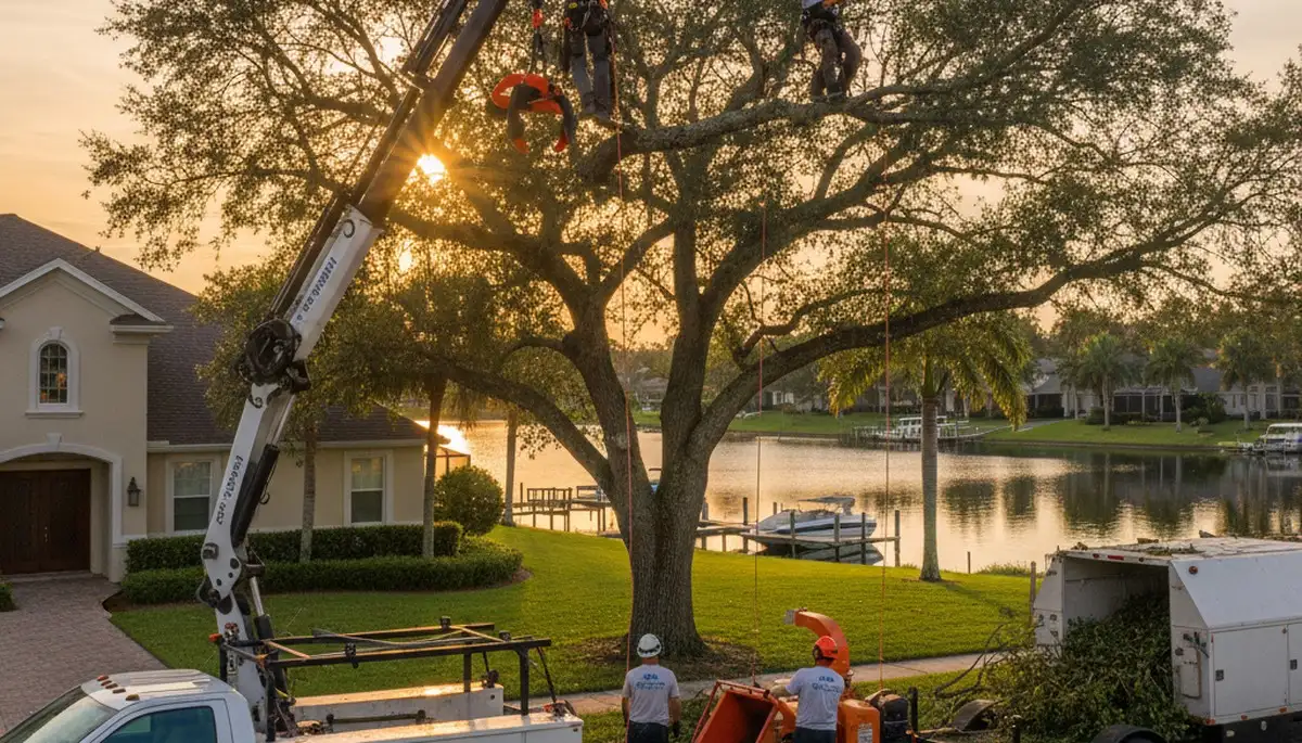 Professional tree removal service in Kissimmee FL safely cutting and clearing residential trees