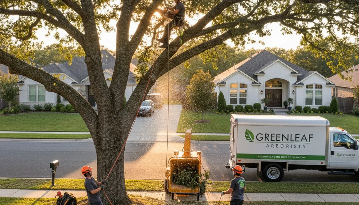 Arborist trimming palm tree branches in Kissimmee, FL for professional tree maintenance services