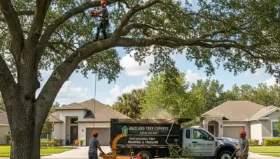 Professional tree removal service in Kissimmee FL safely clearing large trees for homeowners