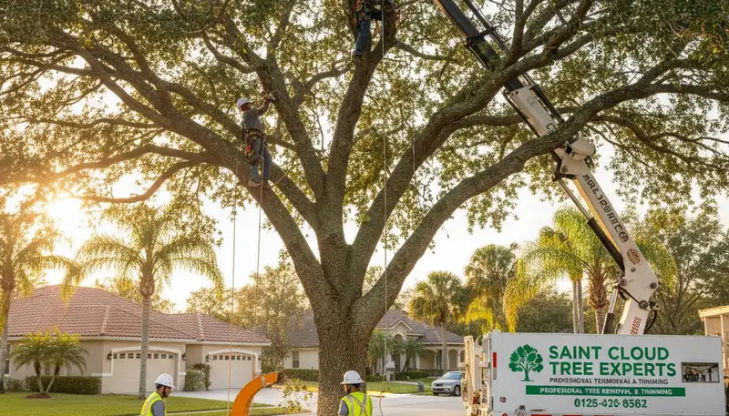 Professional tree removal service in Kissimmee FL safely clearing trees from residential property