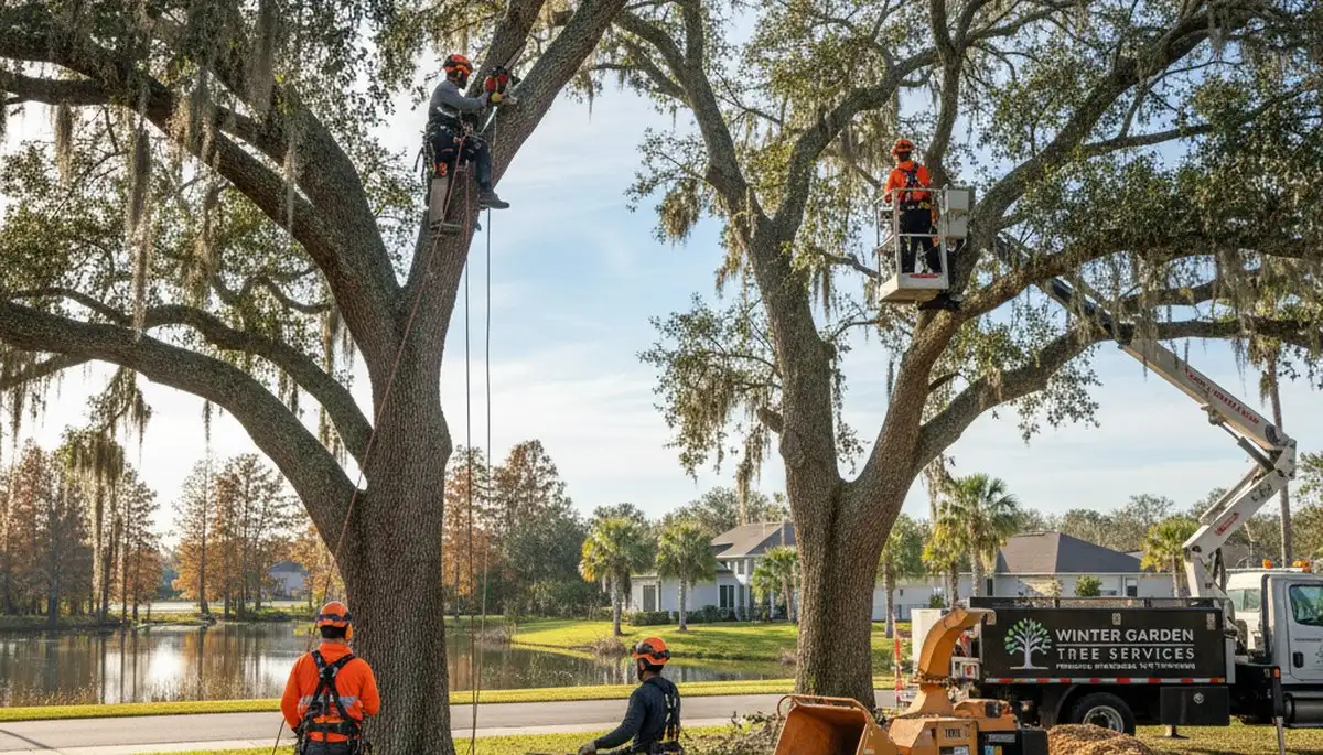 Professional tree removal service in Kissimmee FL safely clearing residential property trees